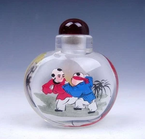 *Envío desde EE. UU.* Botella de tabaco pintada a mano para niños jugando vidrio de Pekín dentro - Imagen 1 de 1