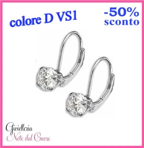 ORECCHINI D'ORO BIANCO DIAMANTI D VS1 1.40 CARATI CERTIFICATO - Imagen 1 de 5
