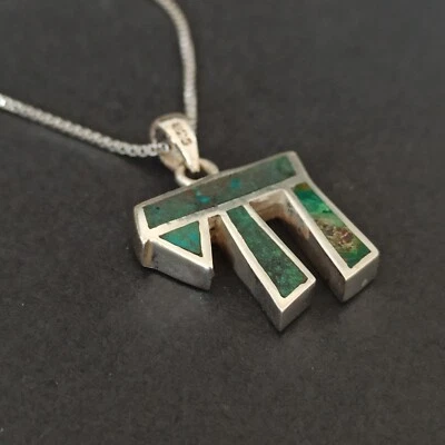 Vintage Eilat Chai Necklace Men's Women Life Silver 925 High End Modernist Gift - Image 1 of 4