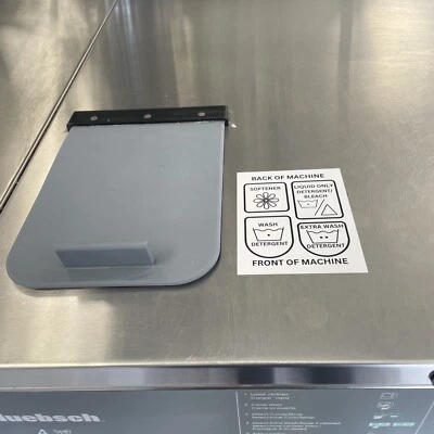 Soap tray label stickers for Speed Queen, Huebsch & Alliance washer extractor