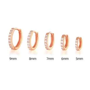 Elegant Crystal Hoop Earrings Small Smooth Huggie Cubic Diamond Zirconia Women - Picture 1 of 26