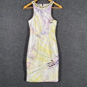 Aje Dress Womens 6 White Purple Pencil Fitted Formal Event Evening Midi Cocktail - Picture 1 of 16