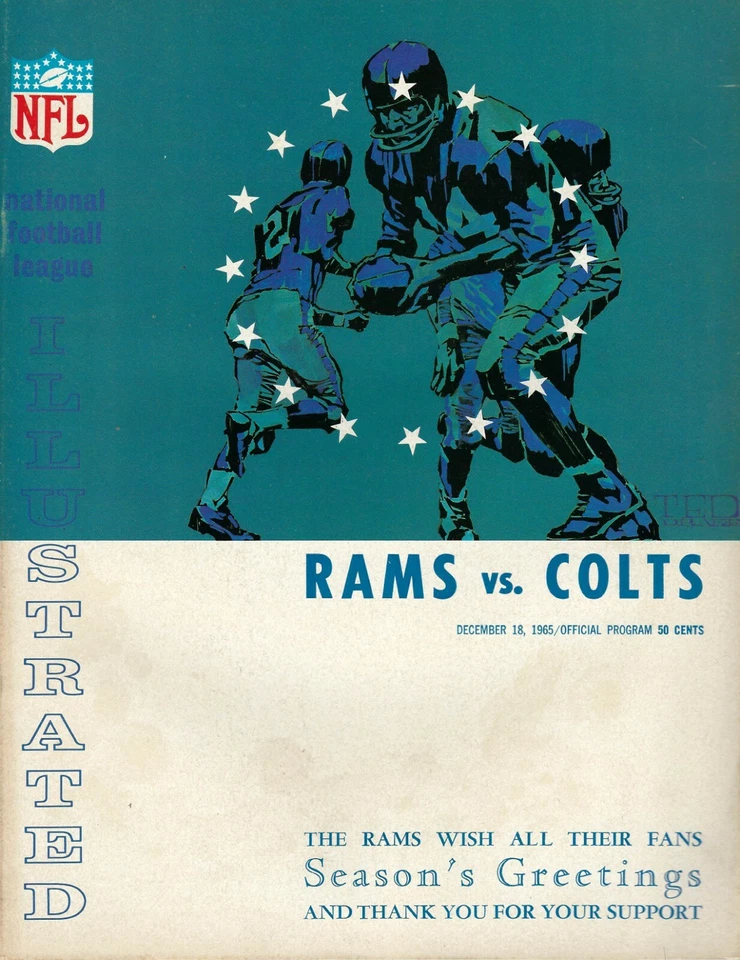 1965 12/18 football program Los Angeles Rams Baltimore Colts Lenny Moore TD VG - Image 1 of 1