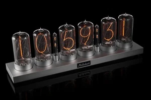 Nixie tube clock ZIN70 (z568m) assembled Silver aluminium case application setup - Picture 1 of 7
