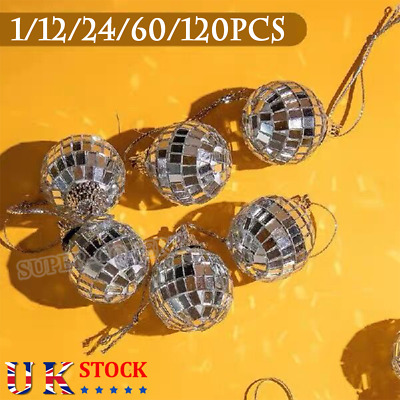 Disco Christmas Mirror Ball Baubles Xmas Tree Decor Ornament Home Party Gift UK • 3.49£
