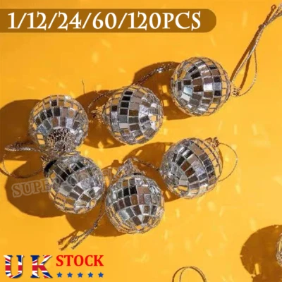 Disco Christmas Mirror Ball Baubles Xmas Tree Decor Ornament Home Party Gift UK - Image 1 of 4