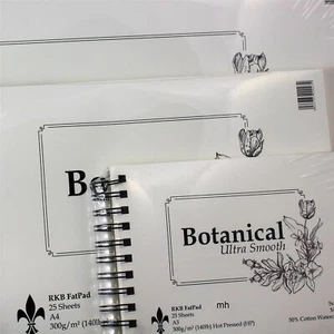 Botanical Hot Press Watercolour paper pad 300gsm 50% cotton Ultra Smooth A3 A4 - Picture 1 of 6