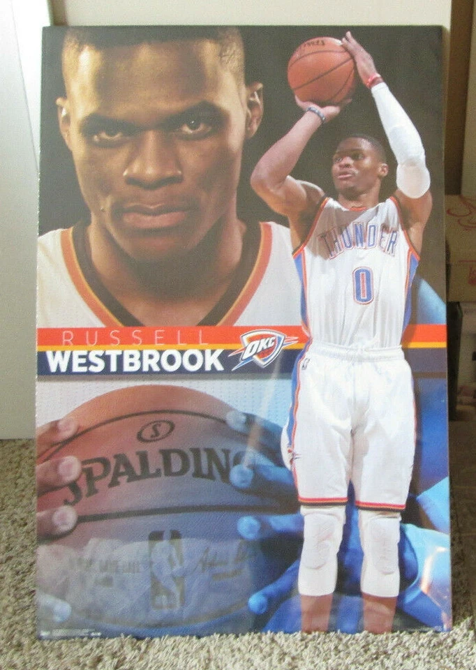 RARE 2015 RUSSELL WESTBROOK HUGE 24 x 36 POSTER OKLAHOMA CITY THUNDER MAN CAVE - Image 1 of 1