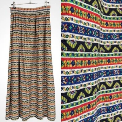 Vintage Maxi Skirt Striped Handmade Floral A-Line Prairie Modest Retro Unique - Image 1 of 4