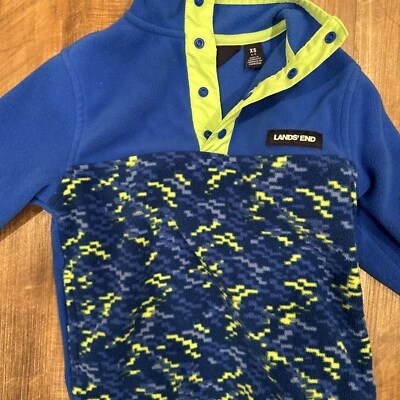 Pulôver Lands End Quarter infantil tamanho XS 4-5 azul verde - Imagem 1 de 4