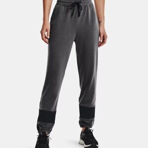 UNDER ARMOUR Joggers Sweatpants French Terry Women's Size XL Gray Black NWT