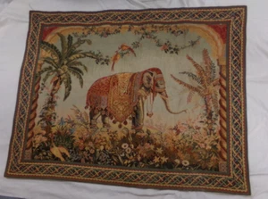 Vintage Golbys Royal Elephant Tapestry Wall Hanging Made in France 34x44" - Picture 1 of 8