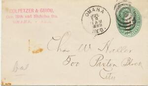 USA 1889, 2 Cents green Washington fine postal stationery envelope locally used 