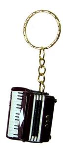 Accordion Squeezebox handmade miniature replica 1.25" key chain with black case - Picture 1 of 2