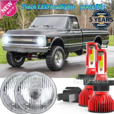 For Chevrolet K20 Pickup 1963-1974 Pair 7 inch LED Headlights Round DOT Approved - Image 1 of 4