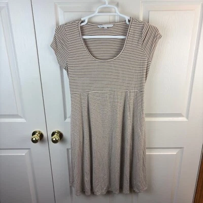 Womens The Nines by Hatch Short Sleeve Striped Dress Beige Blue Small Maternity - Image 1 of 3