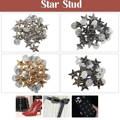 WEDDECOR Sternform Spike Nieten mit Pins Basteln Kleidung Schuhe Armbänder 11/19/20mm