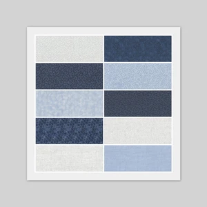Charm Pack - 40) 5" x 5" Squares, 100% Quilting Cotton Fabric, BLUE & WHITE - Picture 1 of 11