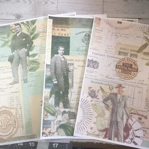 3 Vintage Full Page French Collection Men Illustrations~Ephemera~Collage - Picture 1 of 4