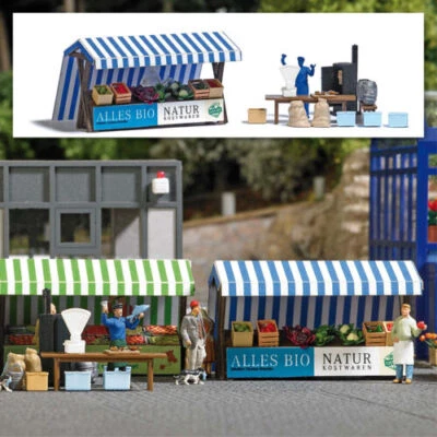 HO Scale Accessories - 1823 - Market stalls organic vegetables & smoked fish Kit - Image 1 of 2