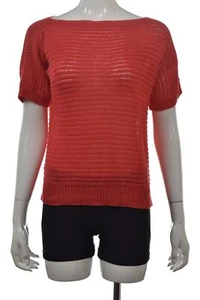 Lauren Ralph Lauren Womens Sweater Size S Coral Red Boat Neck Short Sleeve Top - Picture 1 of 4
