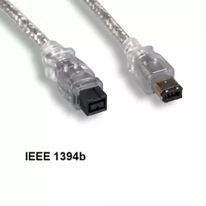Kentek 6 Fuß IEEE1394b 9 Pin auf IEEE1394a 6 Pin Kabel Firewire 400 Mbps iLINK klar - Bild 1 von 1