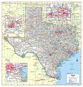 Texas State Wall Map Large Print Poster - Paper 24"x25" - Picture 1 of 1