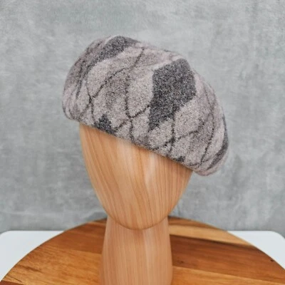 Boina de Lana Argyle Marrón Taupe Gris Color Silencioso Unisex Ajustable Sin Marca OS Foto 1 de 4