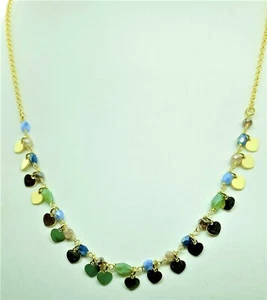 69€ COLLANA MODA ARGENTO 925 DORATO DONNA CUORI PIETRE NATURALI QUARZI COLORATI - Foto 1 di 1