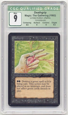 Graded Signed Deathgrip CGC 9 MINT w/9.5 Alpha Artist Anson Maddocks MTG Magic! - Image 1 of 2