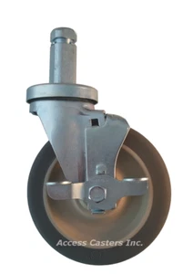 5JCATPSB 5" Cambro Style Swivel Caster With Brake Polyurethane Wheel Square Post - Imagen 1 de 1