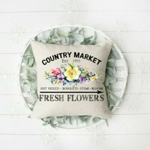 Vintage, Country, Pillow Cover, Flowers, Summer. New Handmade, Farmhouse, Spring - Picture 1 of 4