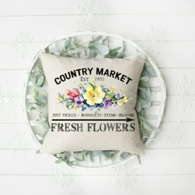Vintage, Country, Pillow Cover, Flowers, Summer. New Handmade, Farmhouse, Spring - Image 1 of 4