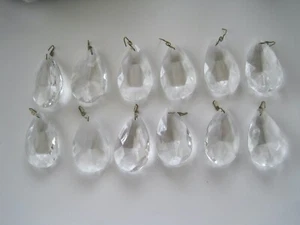 Teardrop Chandelier Crystals Vintage Set 12 - Picture 1 of 4