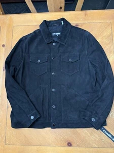 Karl Lagerfeld -  XXL - Men's Suede Trucker Jacket Value $650 - BLACK - Picture 1 of 14