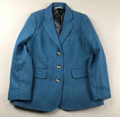 LL Bean Blazer Womens 10P Blue Wool Cashmere Lined Button Up Jacket Coat - Image 1 of 4