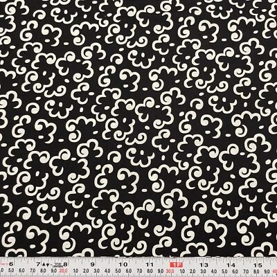 White Designs on Black by Faye Burgos Marcus Fabrics Cotton Remnant 9" x 43" - Image 1 of 2
