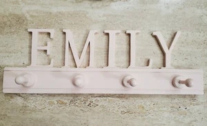 4 Hooks Wall Mounted Wooden Coat Hat Bag Clothes Hook Rack Hanger~ Emily~Pink - Picture 1 of 6