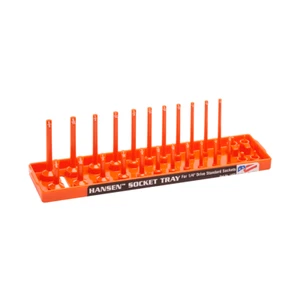 Hansen 1/4" Drive Socket Organizer Tray Holder SAE Inch Standard Deep USA Orange - Picture 1 of 5
