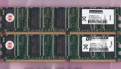 1GB 2x512MB PC-3200E DDR-400 ECC DATARAM DTM63715C Samsung RAM MEMORY DDR1 KIT - Image 1 of 2