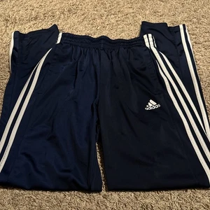 Adidas Trainingshose Herren Medium Navy Weiß 3-Streifen Jogginghose Kordelzug Taschen - Bild 1 von 4
