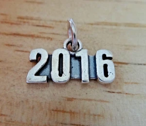 Verkauf Sterlingsilber 9x17mm Hochzeit Geburtstag Abschluss Jahr 2016 Charm - Bild 1 von 2