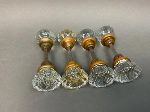 Vintage Lot 4 Pairs Glass Door Knobs w/ Adjustable Joining Bar 8 Knobs, 12 point - Picture 1 of 7