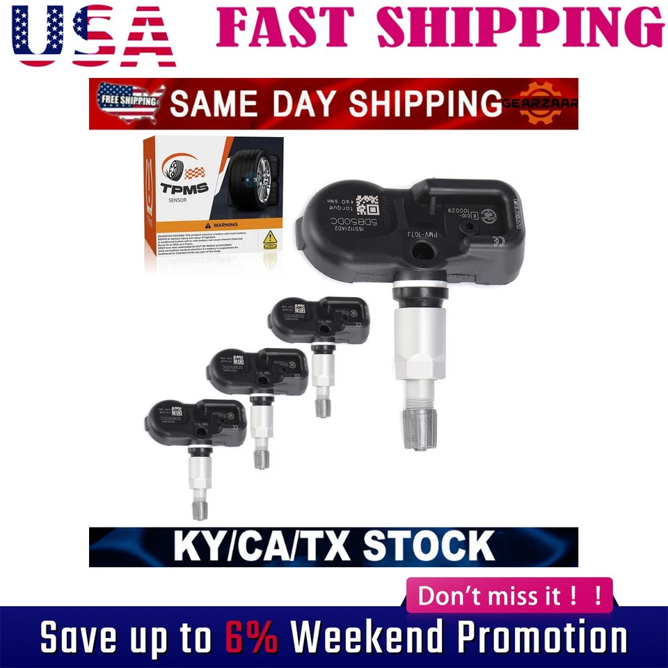 Tpms For Toyota Lexus 42607-33021 4260733011 42607-33010 PMV-107J 315MHz 4pcs - Image 1 of 4