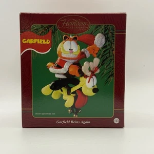 Vintage Christmas Ornament Garfield Reins Again Carlton Cards Heirloom 113 - Picture 1 of 12