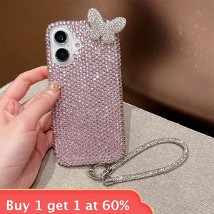 For iPhone 17 Air 17 Pro Max 16 15 14 13 12 11 Phone Cover Rhinestone Butterfly - Picture 1 of 12