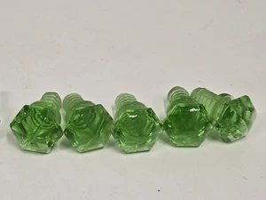 6 Vintage Green Depression Glass Cabinet Pulls Knobs Threaded *no glow*read - Picture 1 of 21
