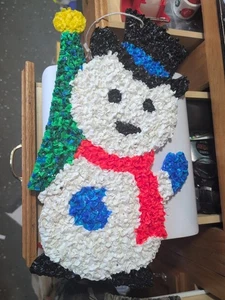 Geschmolzen Kunststoff Popcorn Dekoration Vintage Schneemann Weihnachtsbaum Urlaub 18,25" - Bild 1 von 2