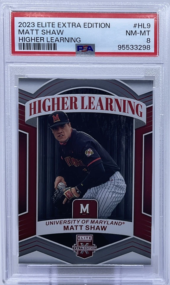 Matt Shaw Rookie PSA 8 - 2023 Panini Elite Extra ‘Higher Learning’ - Cubs Talent - Image 1 of 4