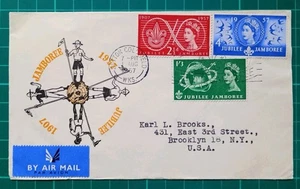 1957 SCOUTS JUBILEE JAMBOREE 1907-1957 FDC SUTTON COLDFIELD 1 Aug Slogan Pmk - Picture 1 of 2